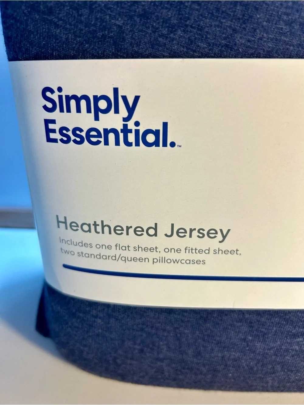 Bed Bath & Beyond Simply Essential Heathered Jersey Sheet Set, Color:Denim, Full